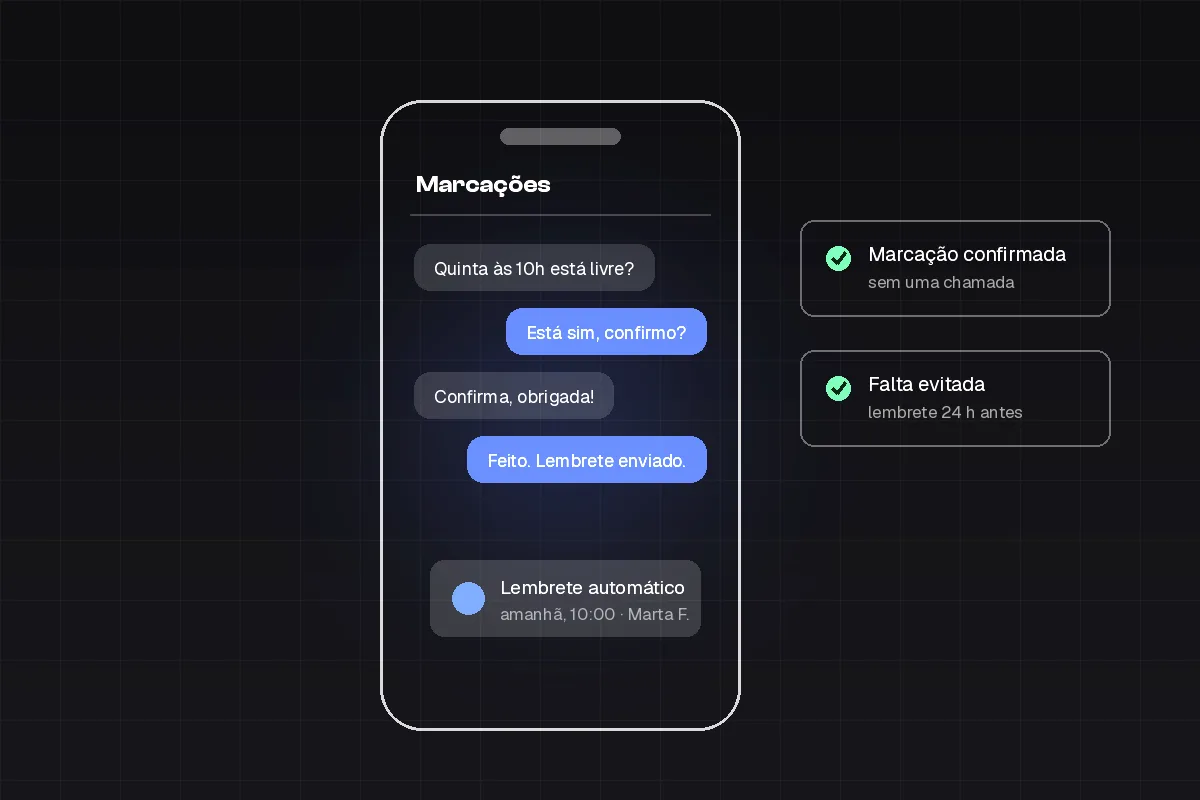 Ilustração esquemática: telemóvel com conversa de equipa e notificação